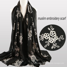 2017 meistverkauften plain afrikanischen muslimischen blume stickerei designs jersey hijab baumwolle muslimischen schals Arabischen hijab schal schal